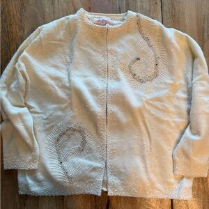 Elegant Cream Cardigan with Beaded Design